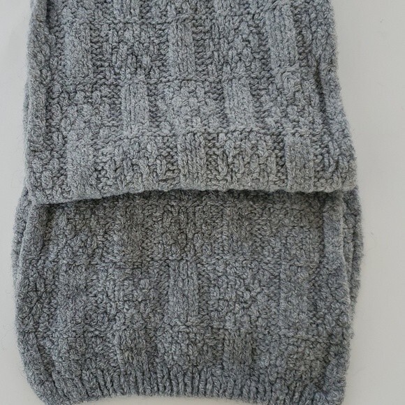 HANDMADE KNIT WOOL WINTER SCARF GRAY - Picture 1 of 3